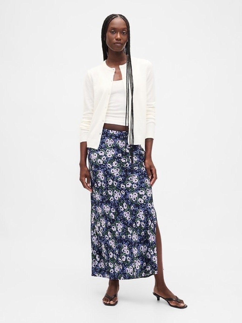 Gap Maxi Slip Skirt in Blue Floral (Petite)